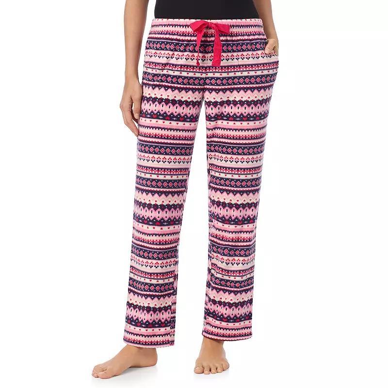 Womens Cuddl Duds Minky Fleece Open Leg Pajama Pants Blue Gingerbread Product Image