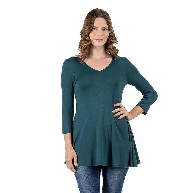 Womens 24Seven Comfort Apparel V Neck Tunic Top Green Product Image