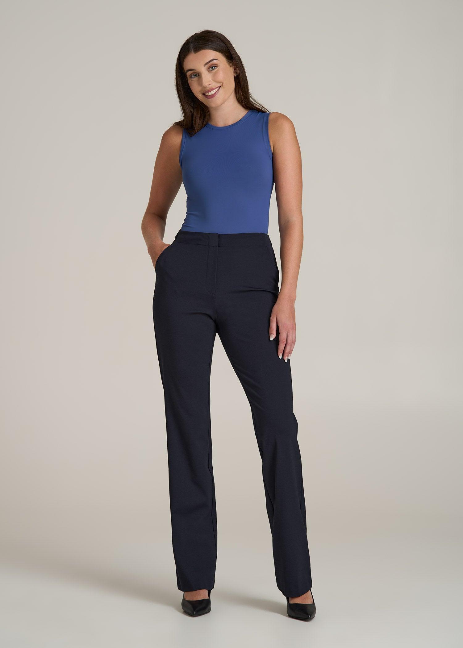 Straight Leg Dress Pants for Tall Women in Deep Navy Product Image