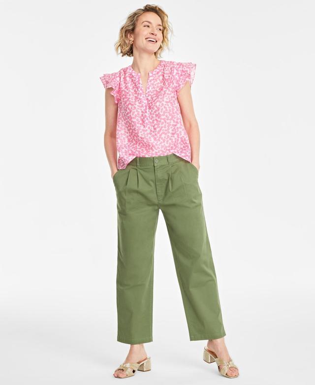 On 34th Womens Ditsy-Print Flutter-Sleeve Top, Created for Macys Product Image