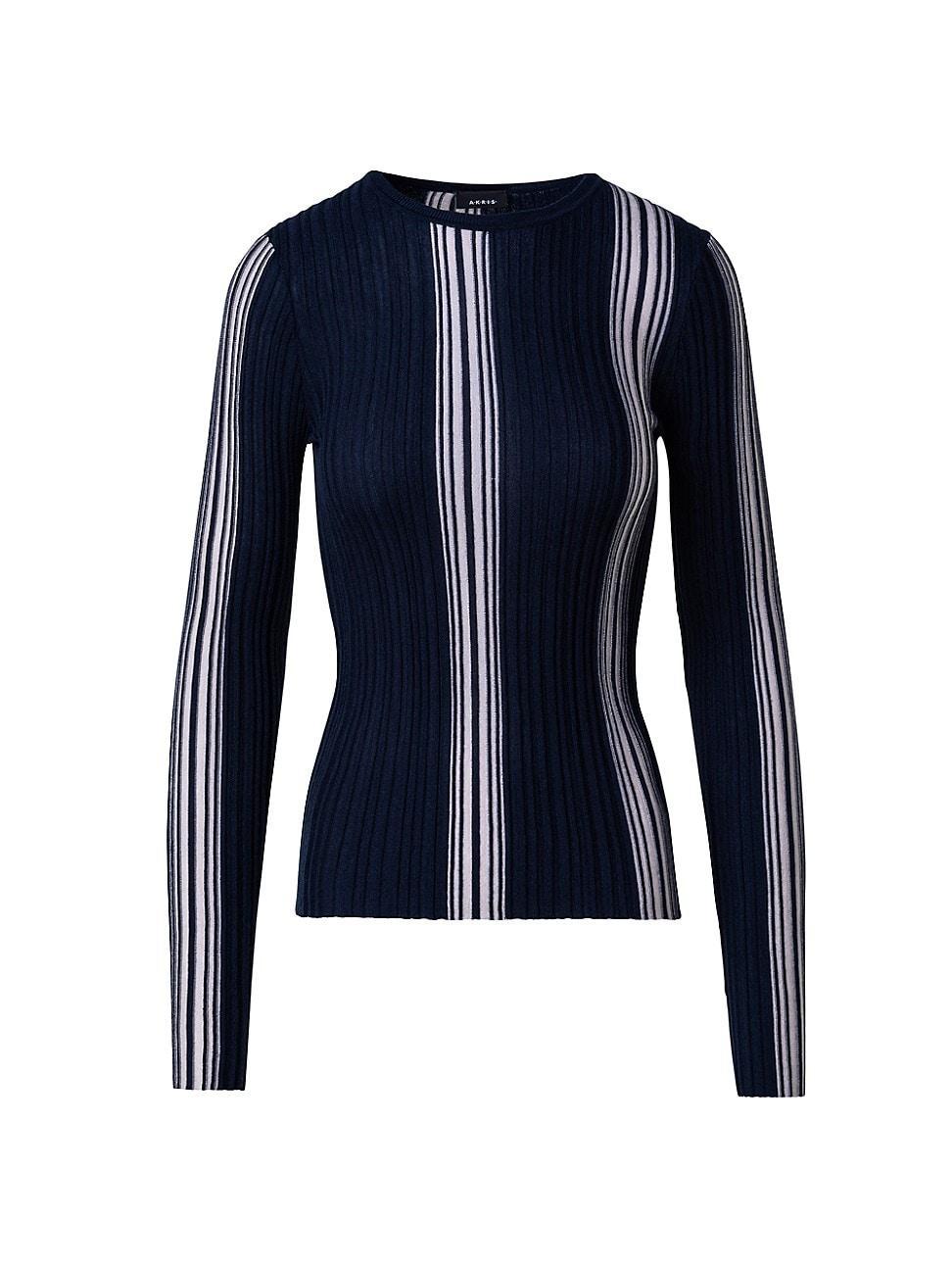 Womens Striped Wool & Silk-Blend Sweater Product Image