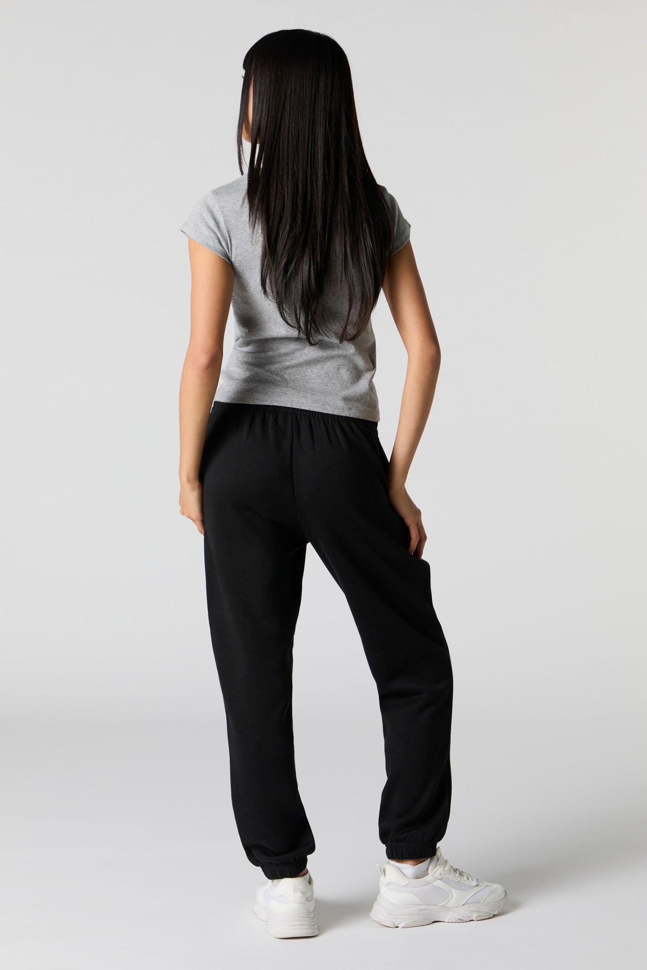 High Rise Solid Fleece Jogger Female Product Image