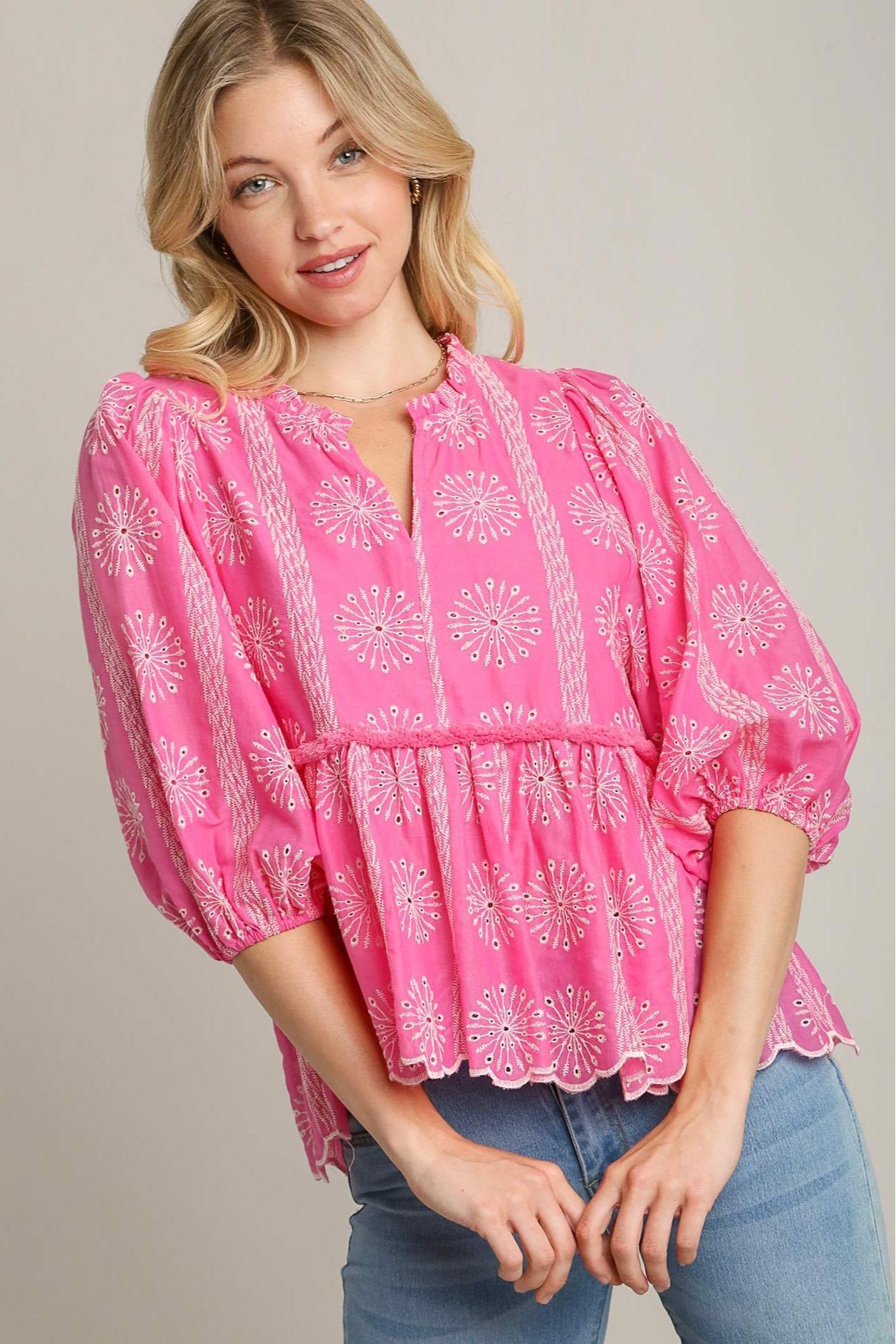 Embroidered Peplum Top Product Image