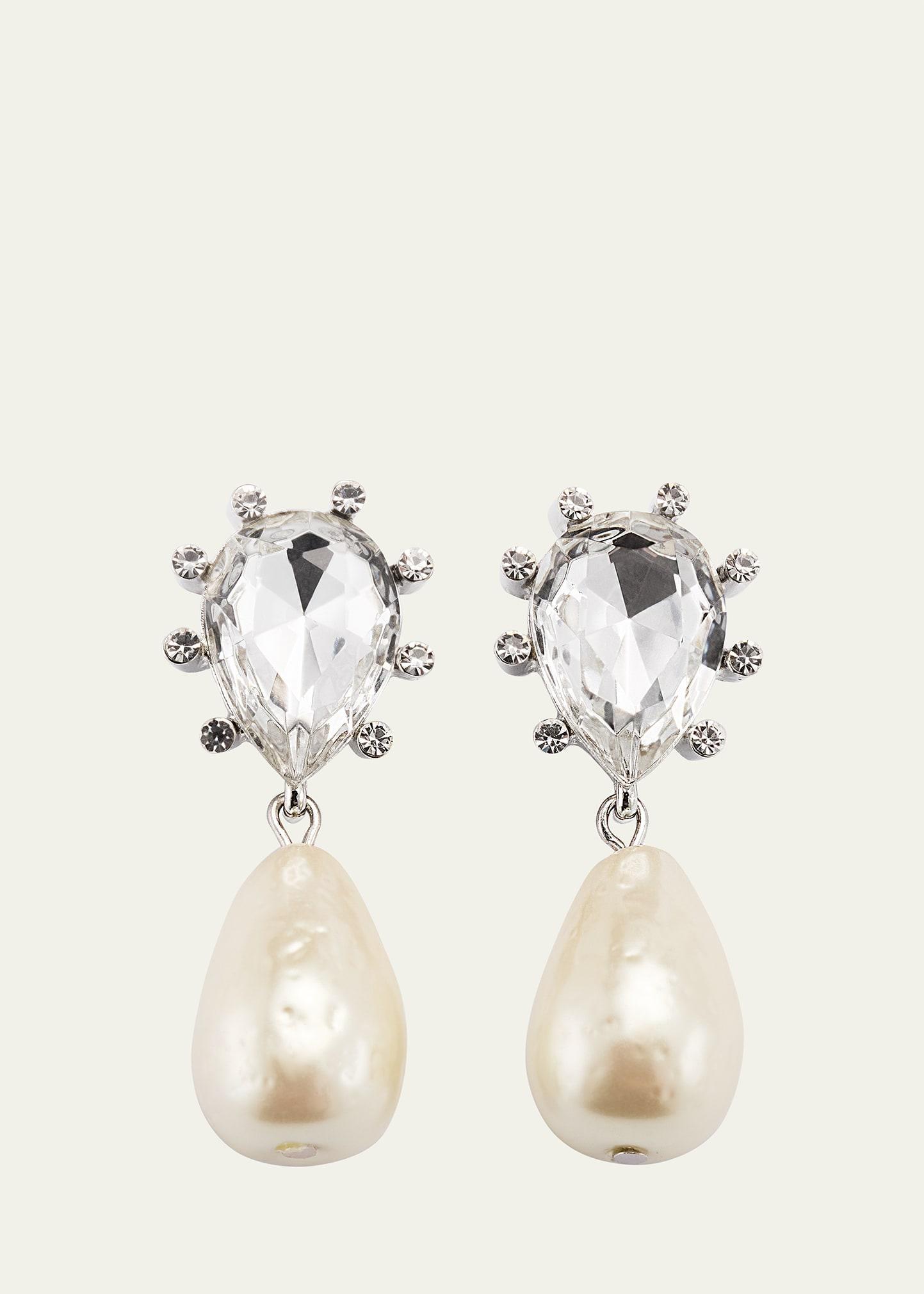 Silk Pearl Crystal Drop Earrings Product Image