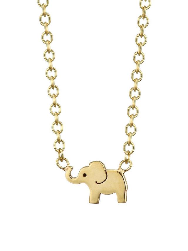 Womens Itty Bitty Symbols 14K Yellow Gold Elephant Pendant Necklace Product Image