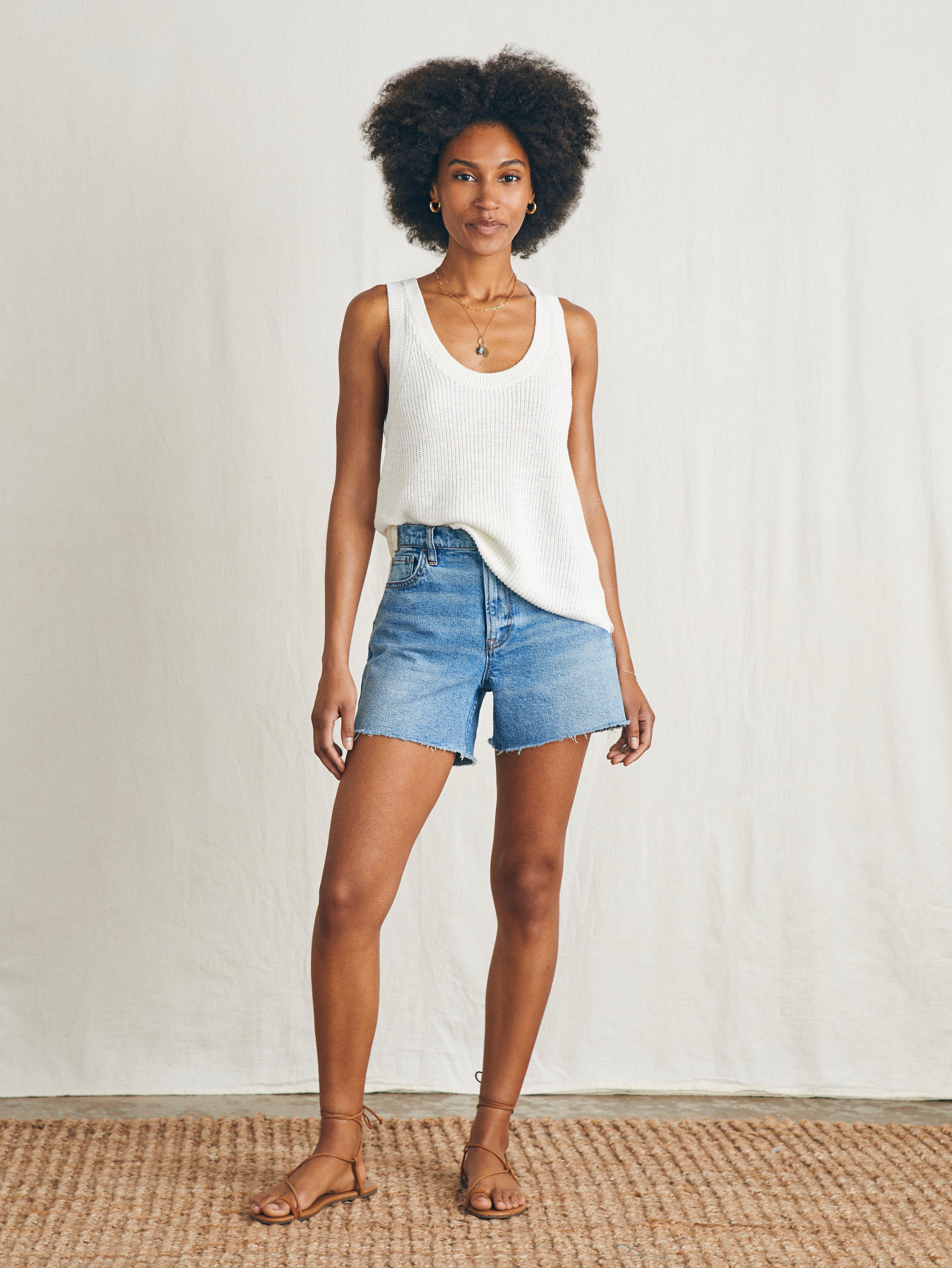 Miramar Linen Scoop Neck Tank - Egret Female Product Image