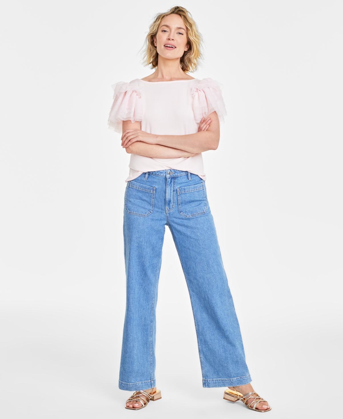 On 34th Womens Patch-Pocket Wide-Leg Jeans, Created for Macys Product Image