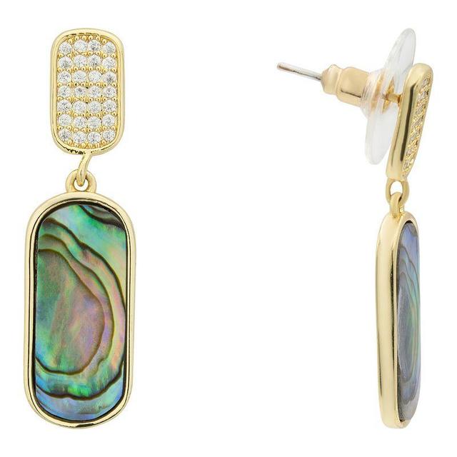 City Luxe Gold Tone Genuine Abalone & Cubic Zirconia Drop Earrings, Womens, Gold Tone Abalone Product Image