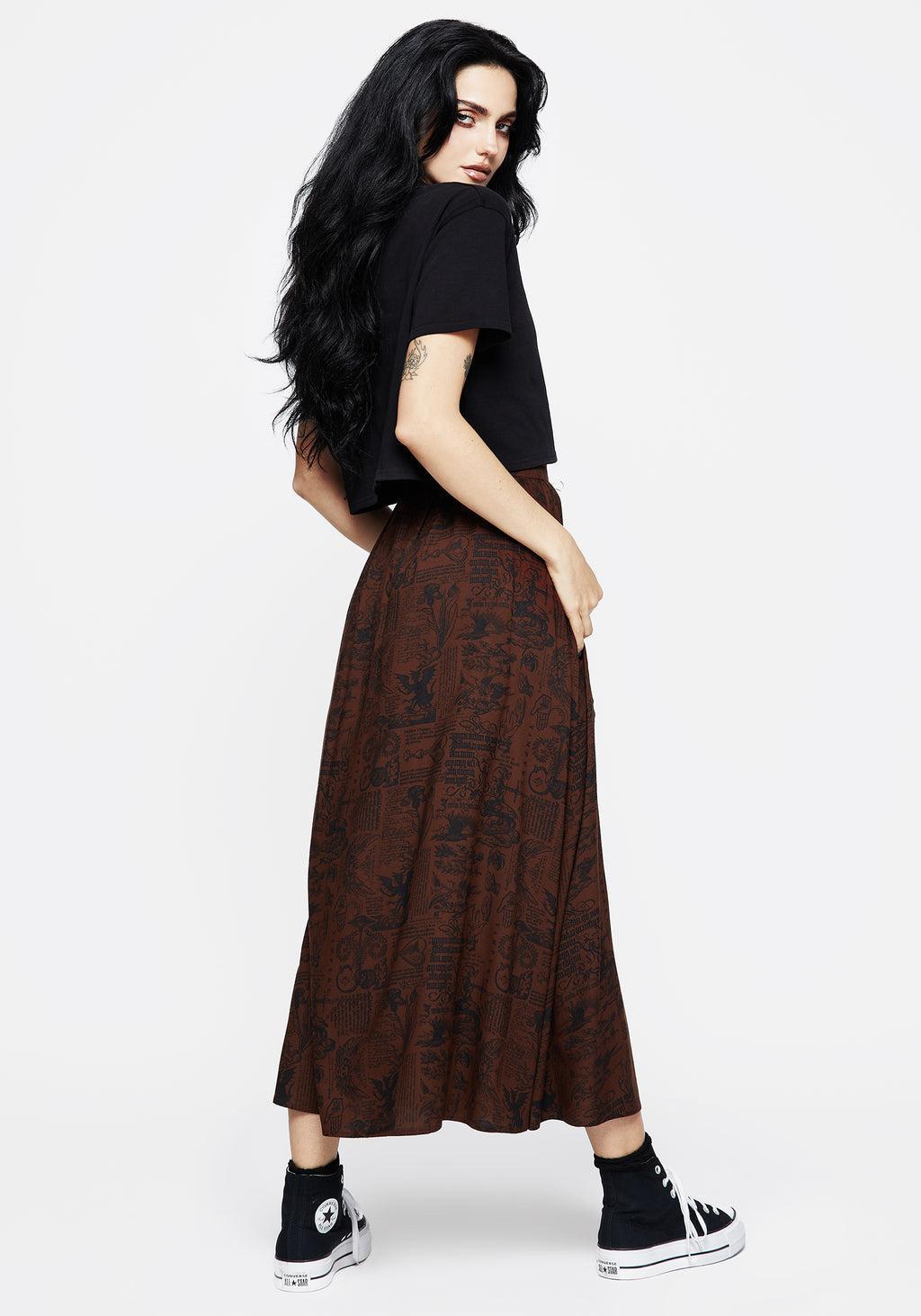 Daemonologie Woodcut Print Midaxi Skirt Product Image