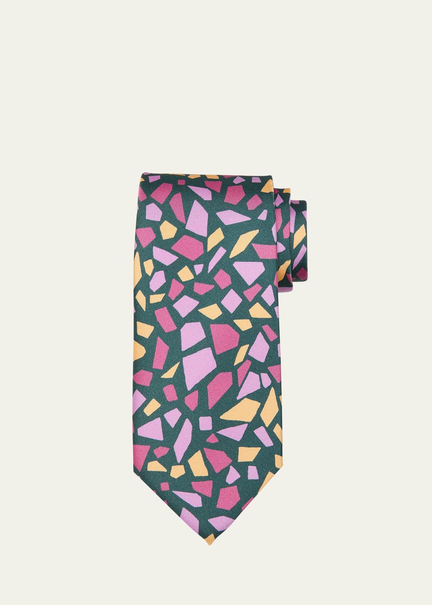 Mens Geometric-Print Silk Tie Product Image