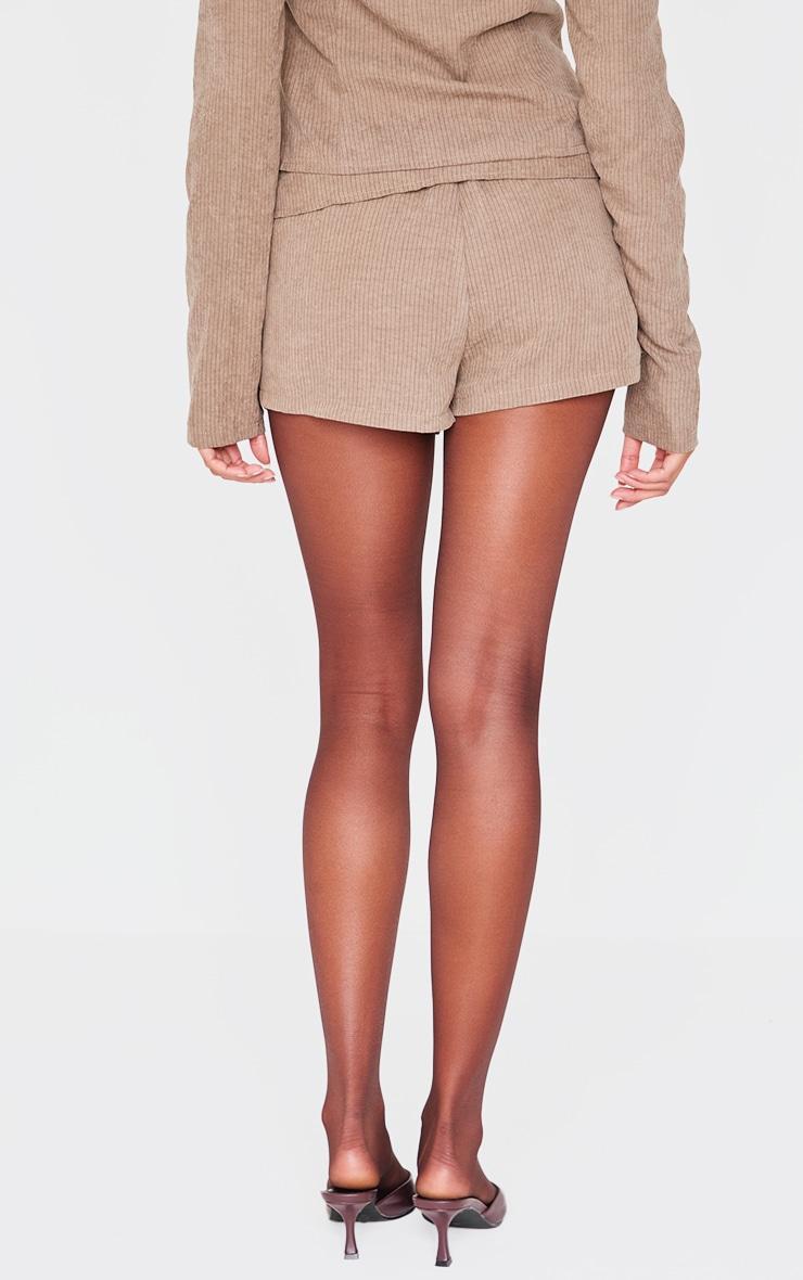 Taupe Peach Skin Pinstripe Detail Woven Frill Cargo Detail Skort Product Image