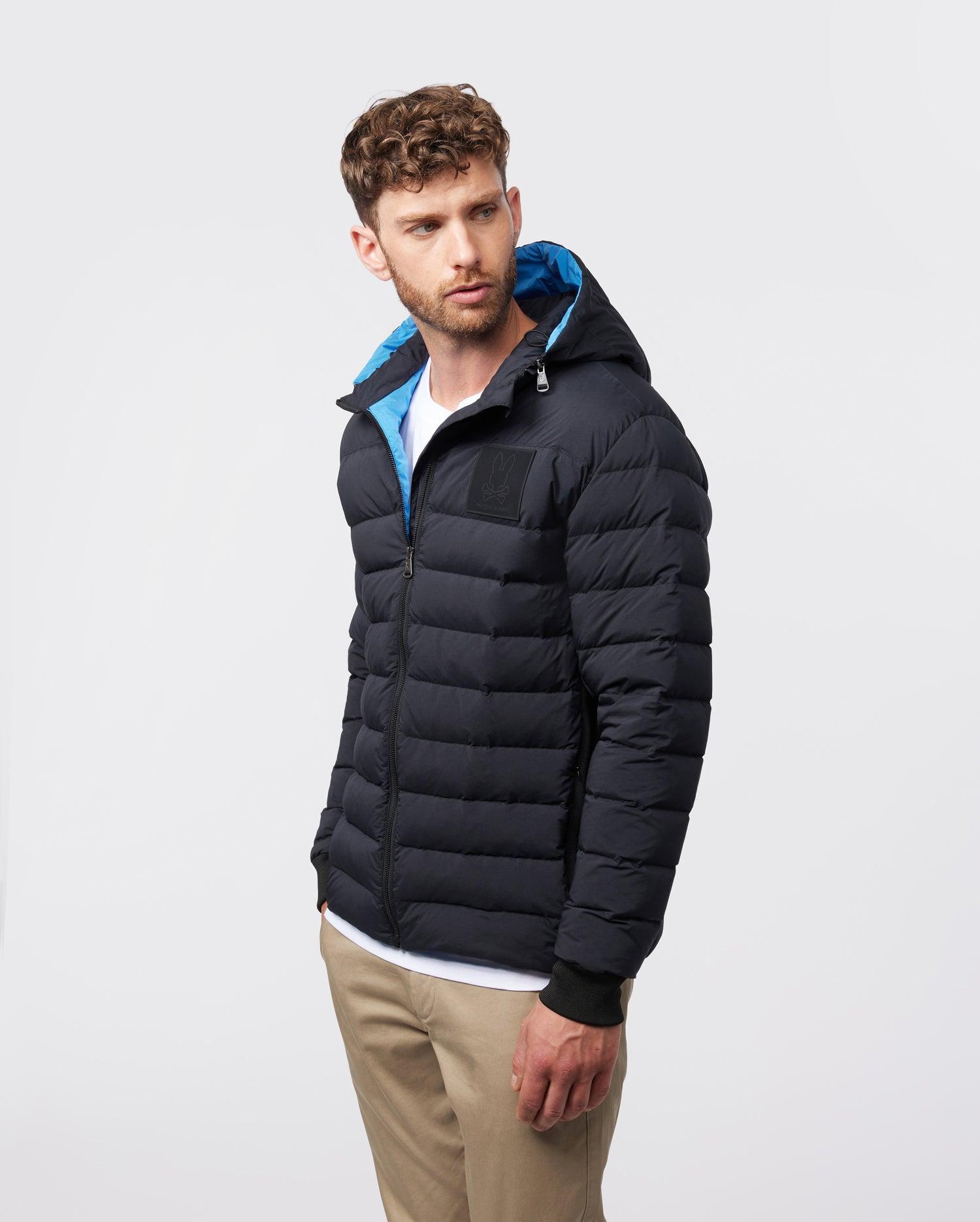 MENS EVANSTON DOWN PUFFER JACKET WITH RIB INSERTS AND REMOVABLE HOOD - B6N527Z1OW Male Product Image