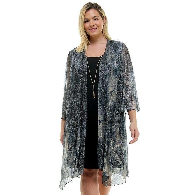 Plus Size Luxology 3-Piece Jacket & Shift Dress with Necklace, Womens Product Image