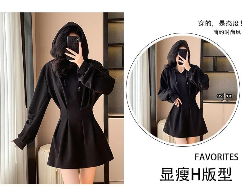 Plain Mini A-Line Hoodie Dress Product Image