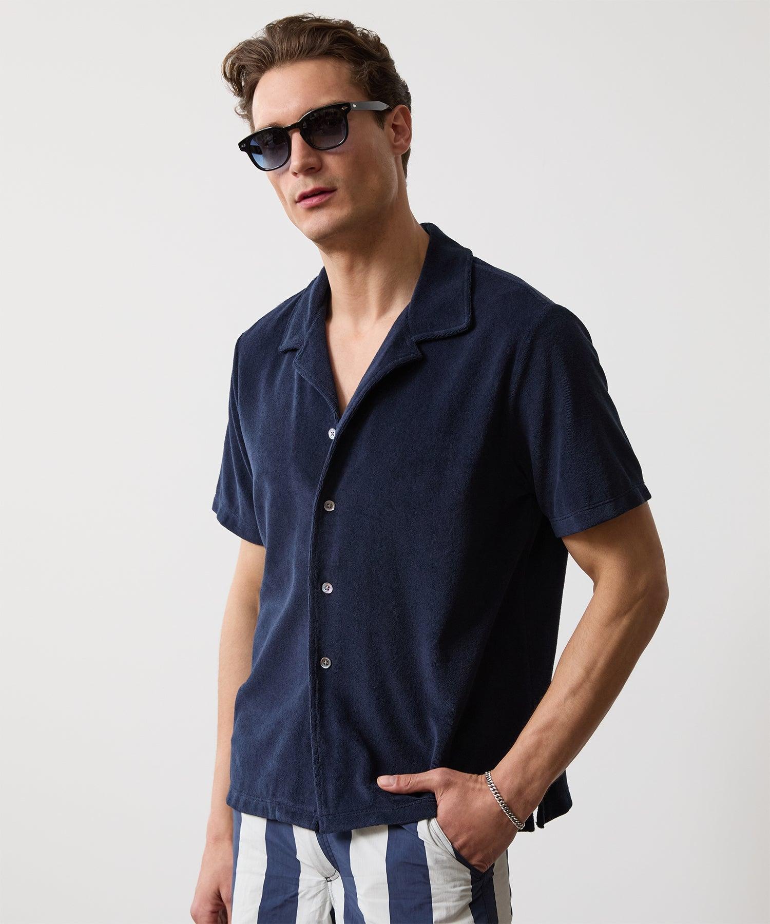 Terry Cabana Polo Shirt in Classic Navy Product Image