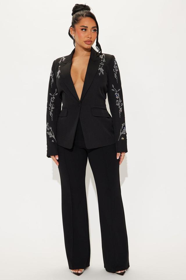 Stay Elegant Rhinestone Blazer - Black Product Image