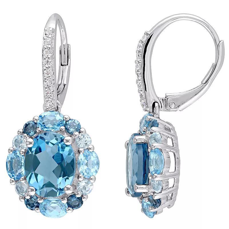 Stella Grace Sterling Silver London, Swiss, Sky Blue & White Topaz Drop Earrings, Womens Product Image