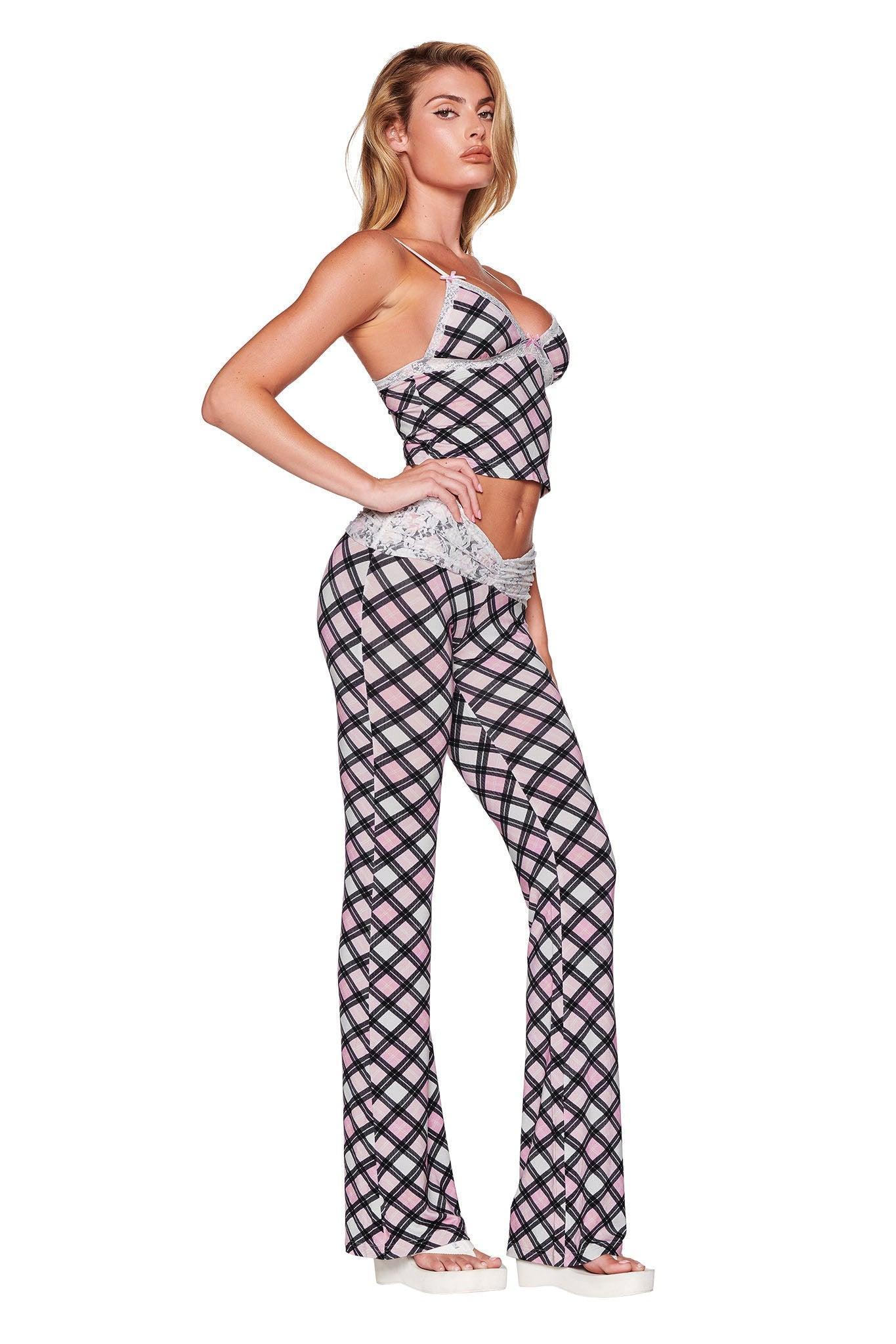 KENDRA PANT - PINK : PLAID Product Image