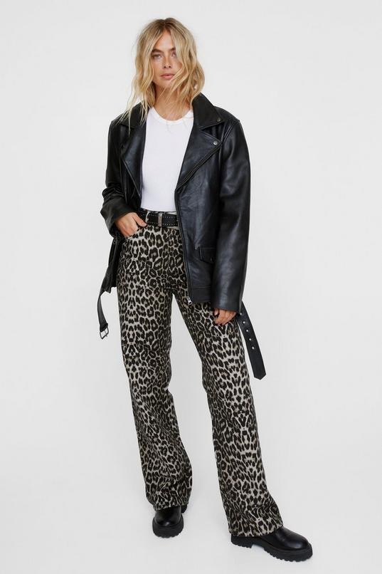 Leopard Straight Leg Jeans Product Image