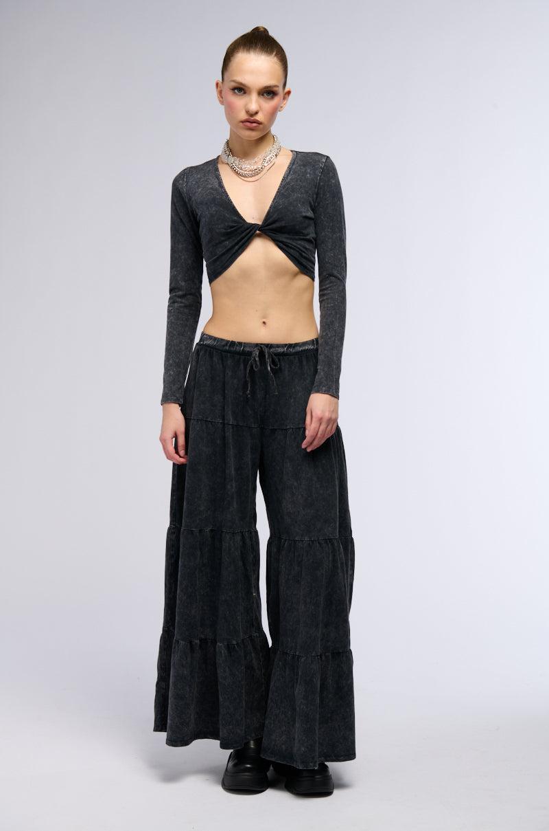 TAYA WASHED TWIST FRONT CROP TOP Product Image