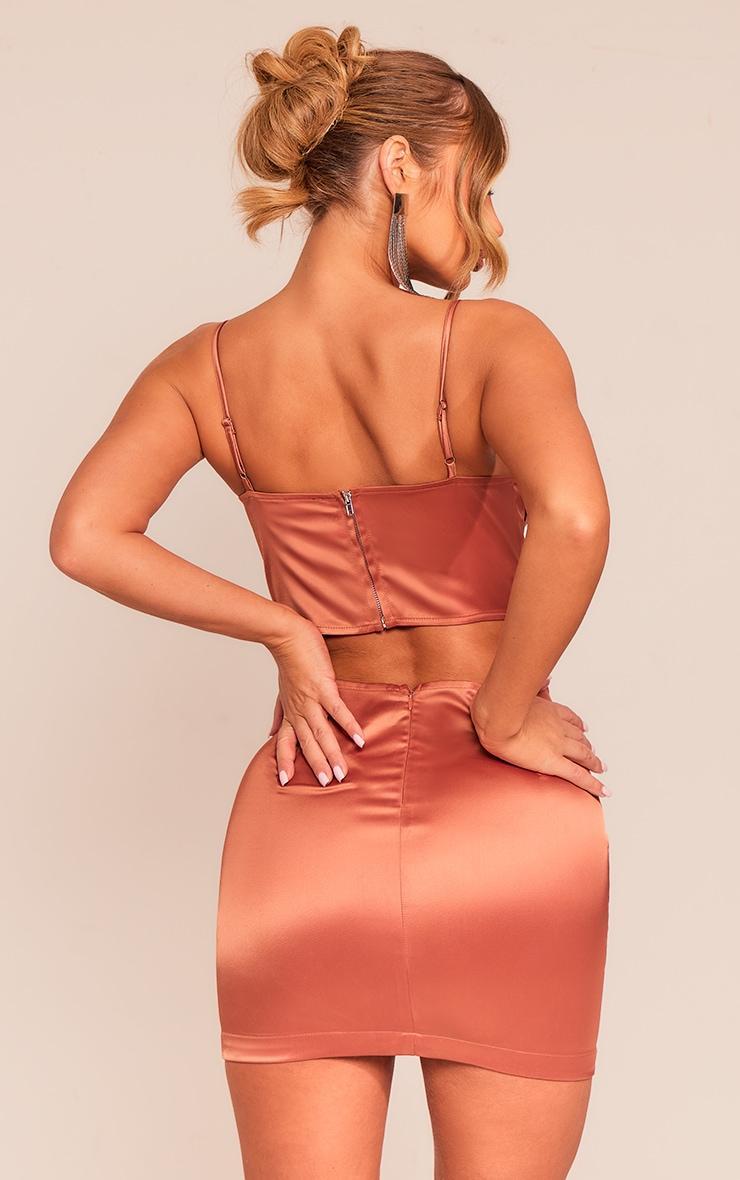 Rust Satin Cup Detail Corset Mini Dress Product Image