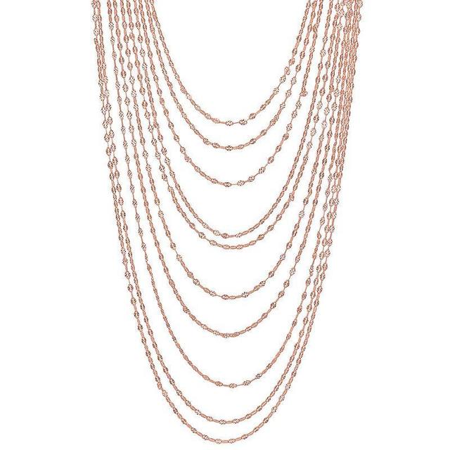 Stella Grace Sterling Silver Multistrand Chain Necklace, Womens Pink Product Image