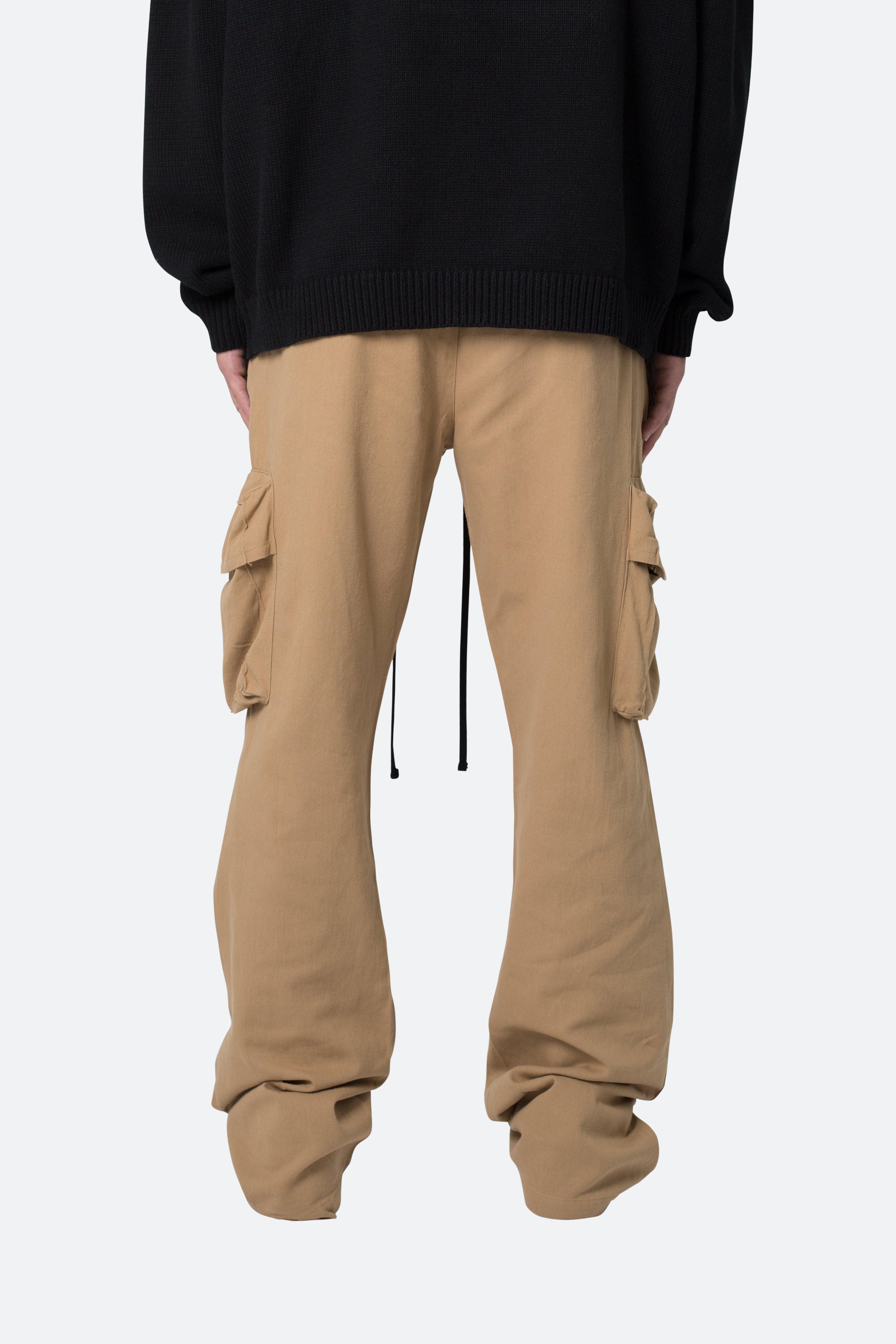 Drawcord Flare Cargo Pants - Khaki Product Image