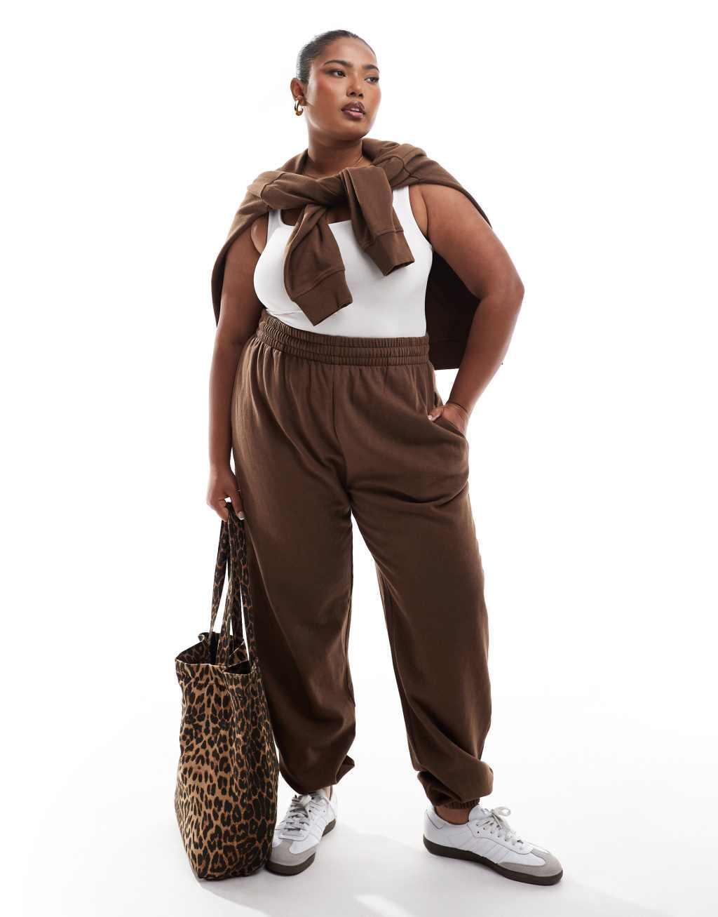 Yours cuffed sweatpants in mocha - part of a set product image