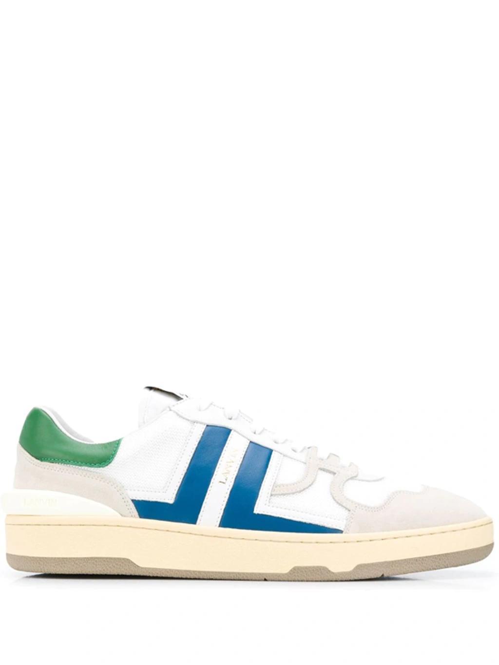 LANVIN White Clay Sneakers In White Blue Product Image