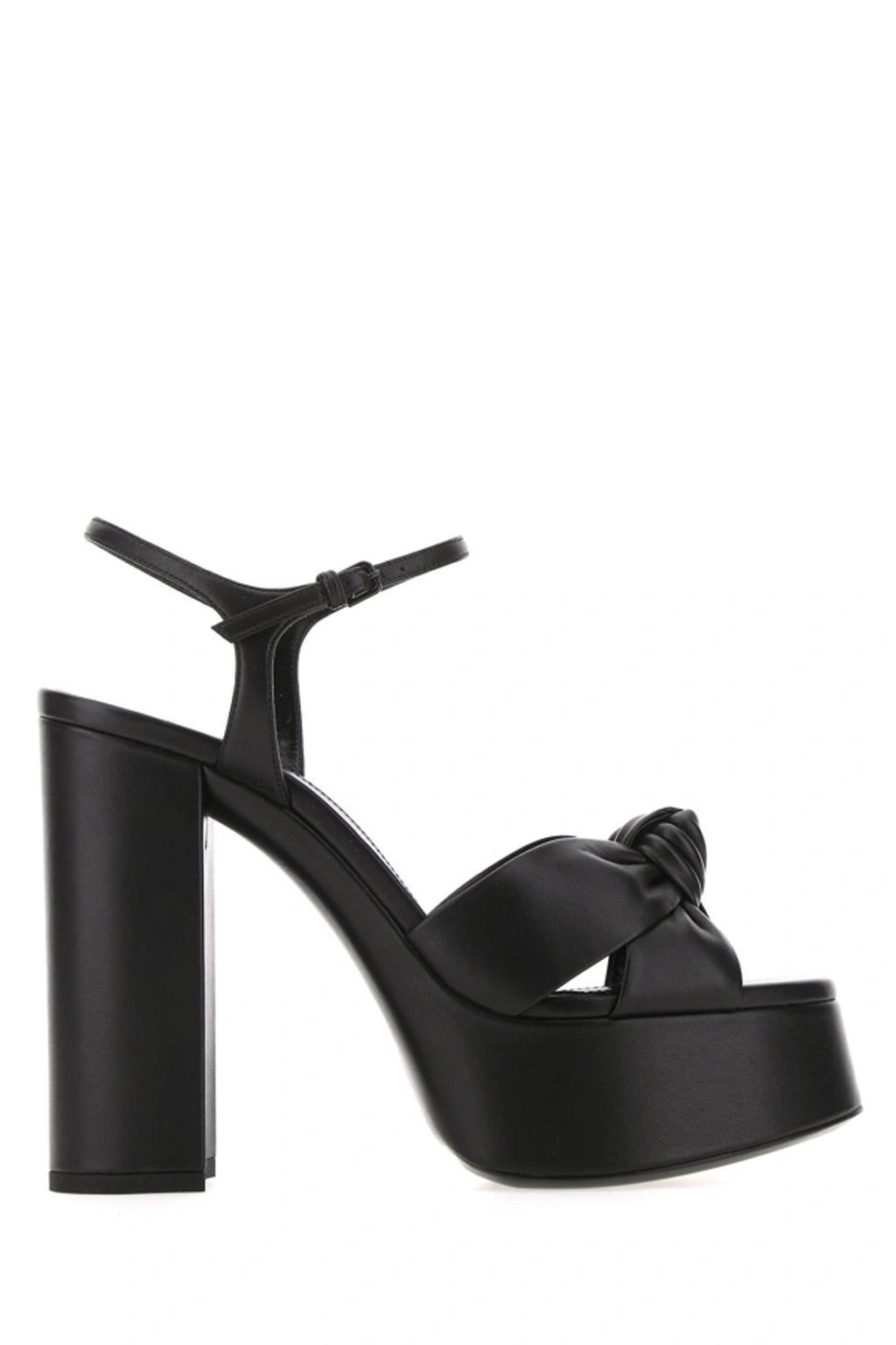 SAINT LAURENT Bianca Knot Detail Sandals In Black Product Image