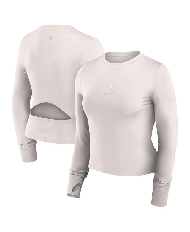 Fanatics Womens White New Orleans Saints Studio Fitted Long Sleeve Gym Top Product Image