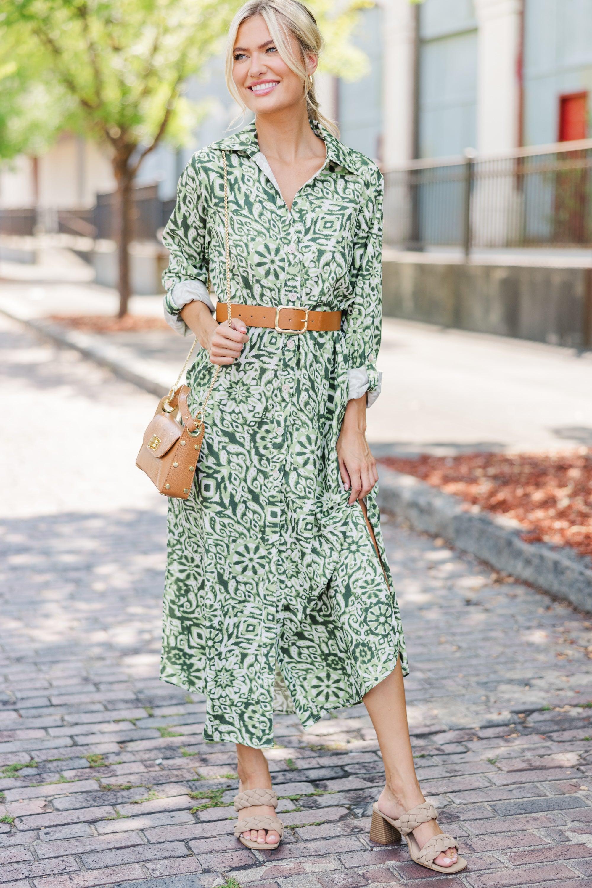 All The Best Green Abstract Midi Dress Female Product Image