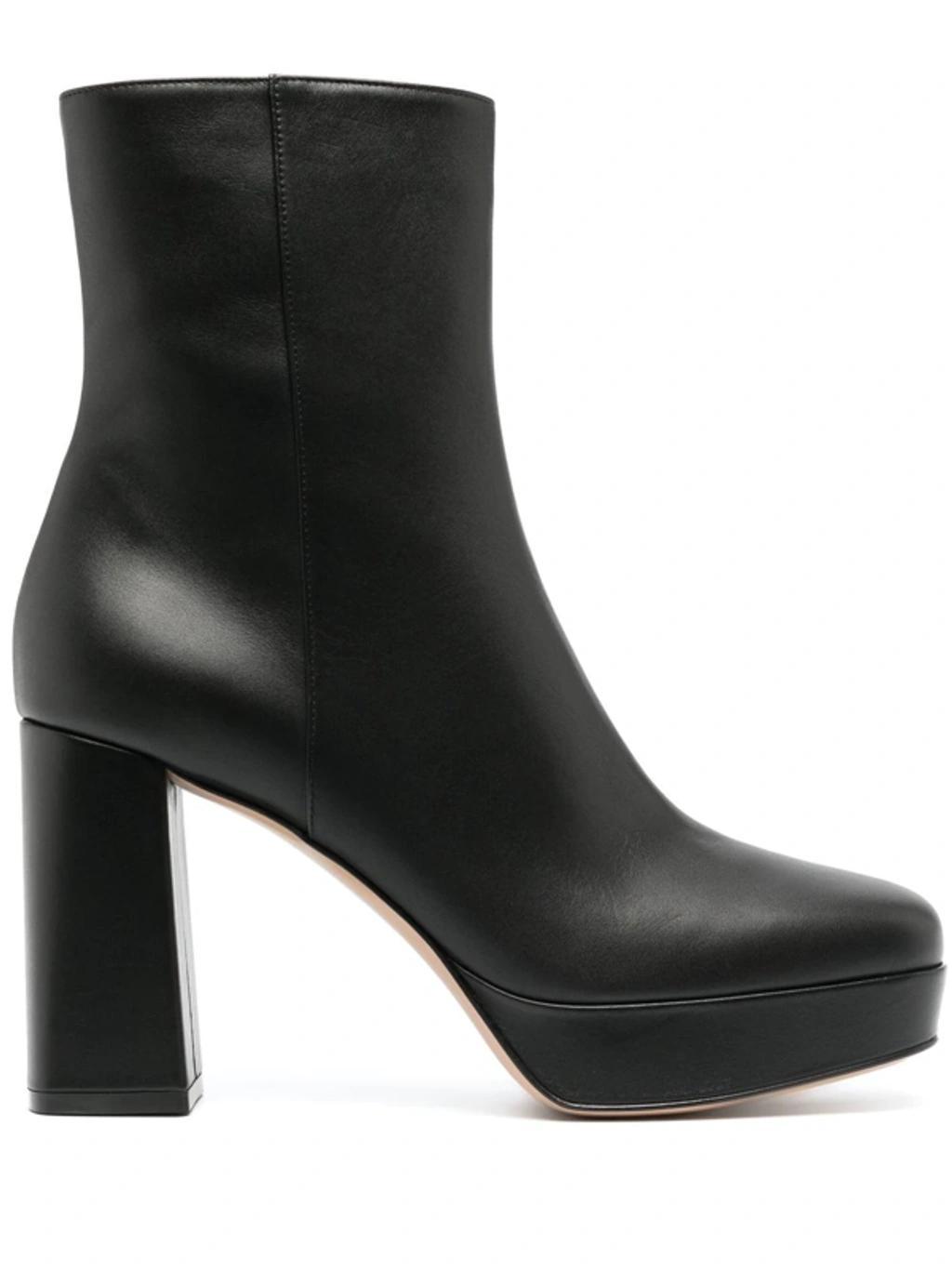 GIANVITO ROSSI 90mm Daisen Platform Leather Ankle Boots In Black product image