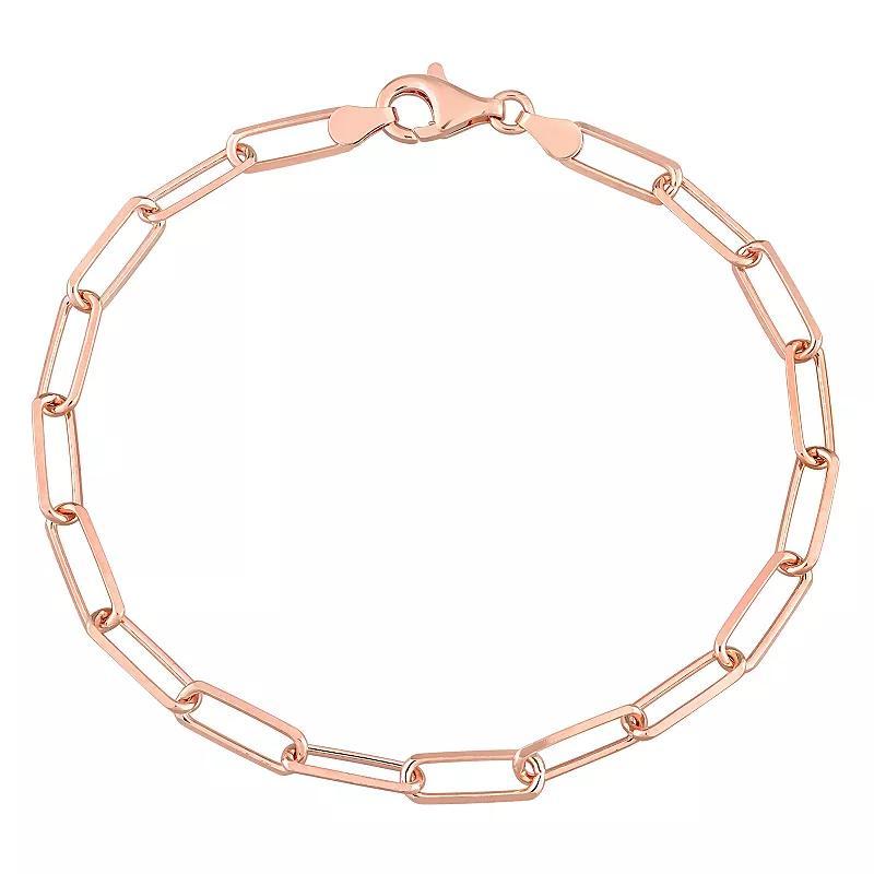 Stella Grace Sterling Silver Fancy Cut Paper Clip Link Chain Bracelet, Mens Rose Gold Tone Product Image