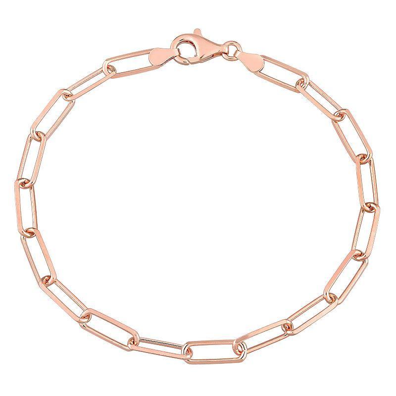 Stella Grace Sterling Silver Fancy Cut Paper Clip Link Chain Bracelet, Mens Rose Gold Tone Product Image