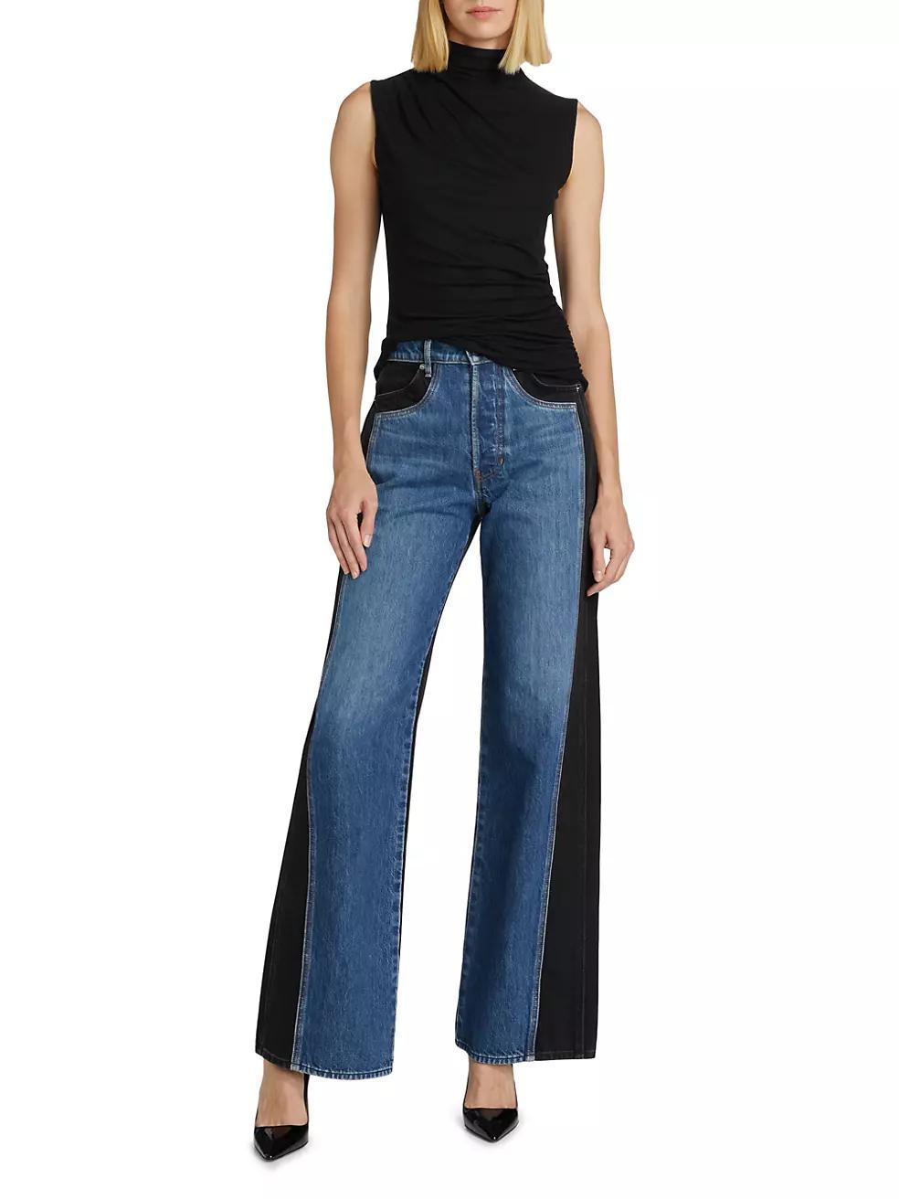 Taylor Colorblocked High-Rise Wide Flare Jeans Product Image