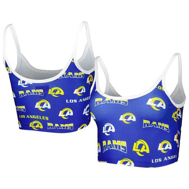 Womens Concepts Sport Royal/White Los Angeles Rams Breakthrough Allover Knit Sports Bra Blue Product Image