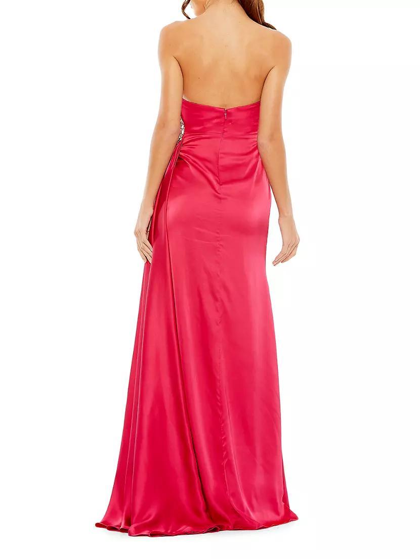 Embellished Draped Satin Gown Product Image