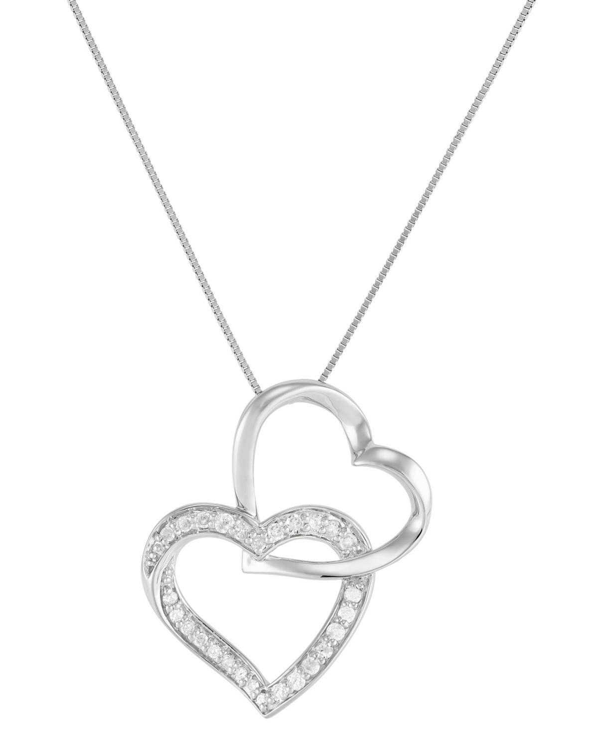 Diamond Double Heart Pendant Necklace (1/4 ct. t.w.) Sterling Silver Product Image