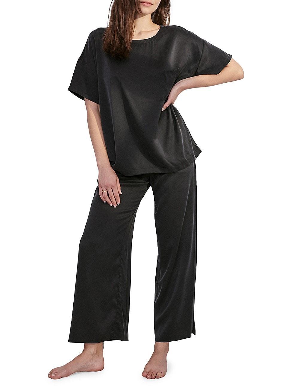 Womens Washable Silk Shirt & Pants Pajamas Product Image