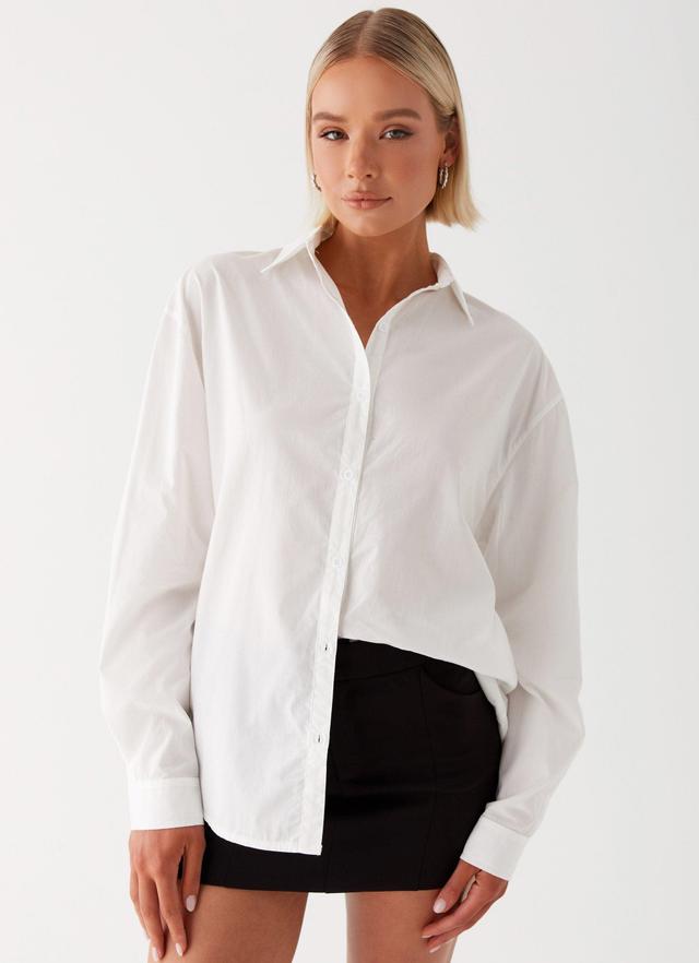 Laurel Long Sleeve Oversized Shirt - White Product Image