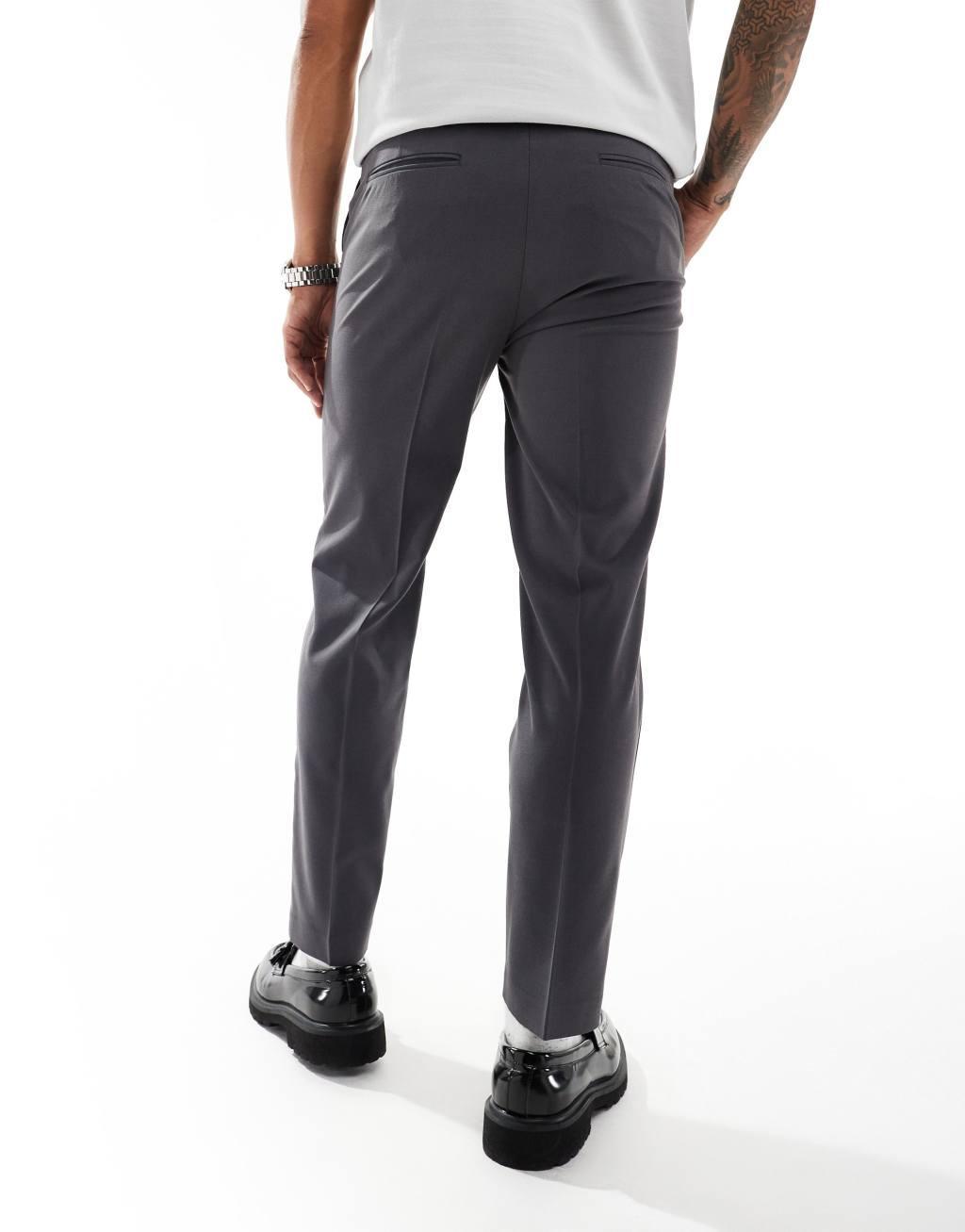 ASOS DESIGN tapered smart trousers in charcoal Product Image