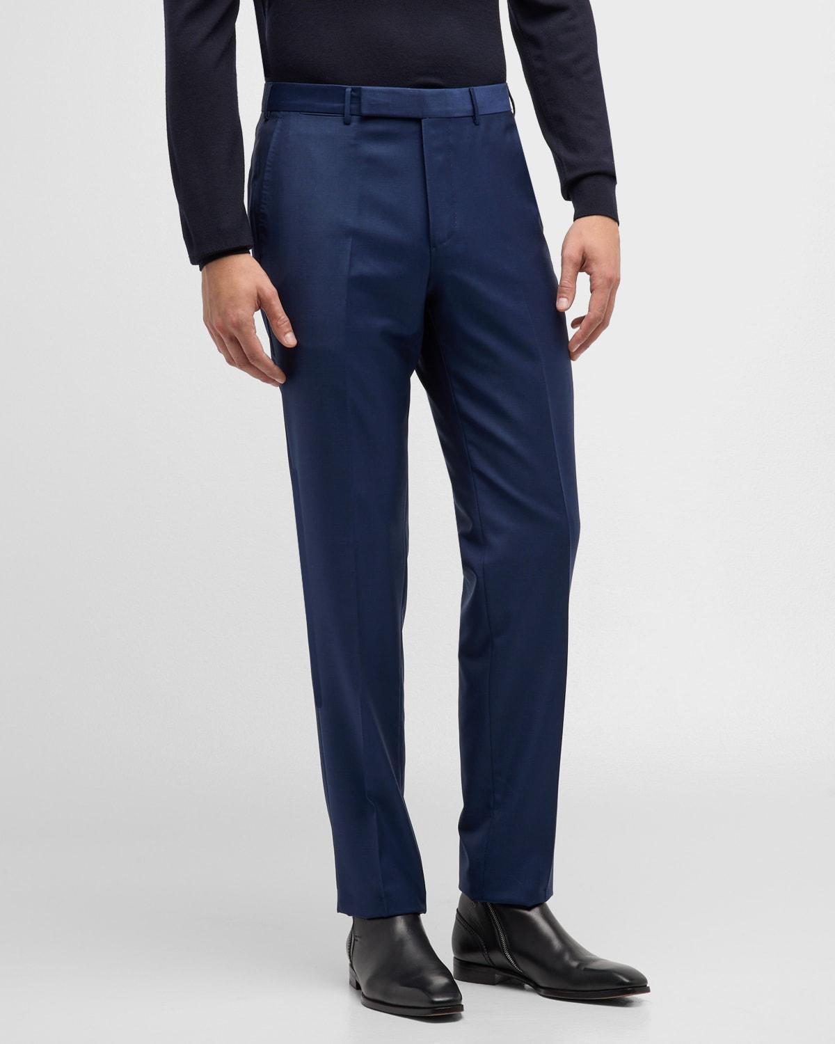 Mens Flat-Front Wool Pants Product Image