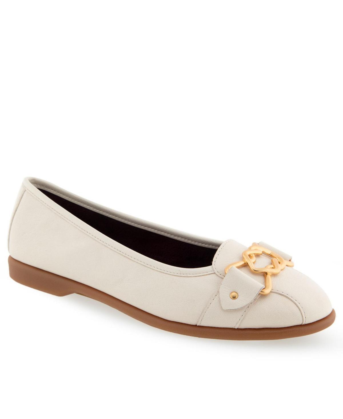 Aerosoles Bia Womens Leather Ballet Flats White Product Image