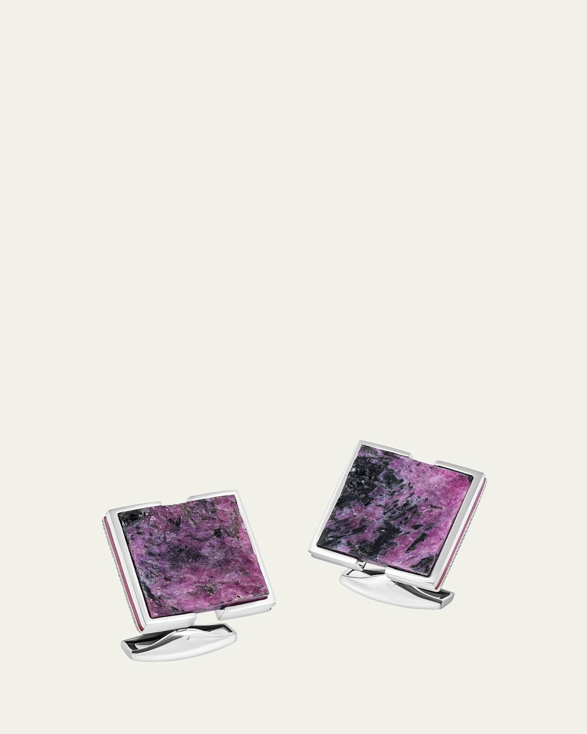 Mens Limited Edition Natural Ruby Square Cufflinks Product Image