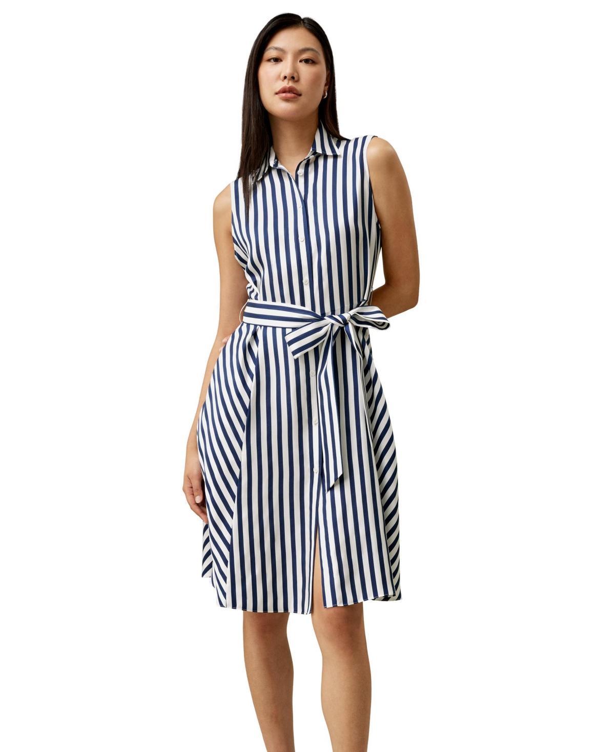 Women's Silk Striped Sleeveless Dress for Women Product Image