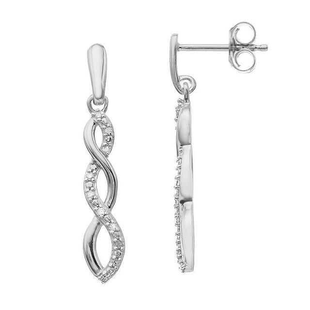 Sterling Silver 1/10 Carat T.W. Diamond Drop Earrings, Womens Product Image