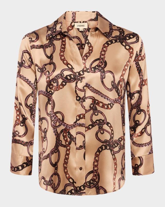 Dani Multi Chain Printed Silk Blouse Product Image