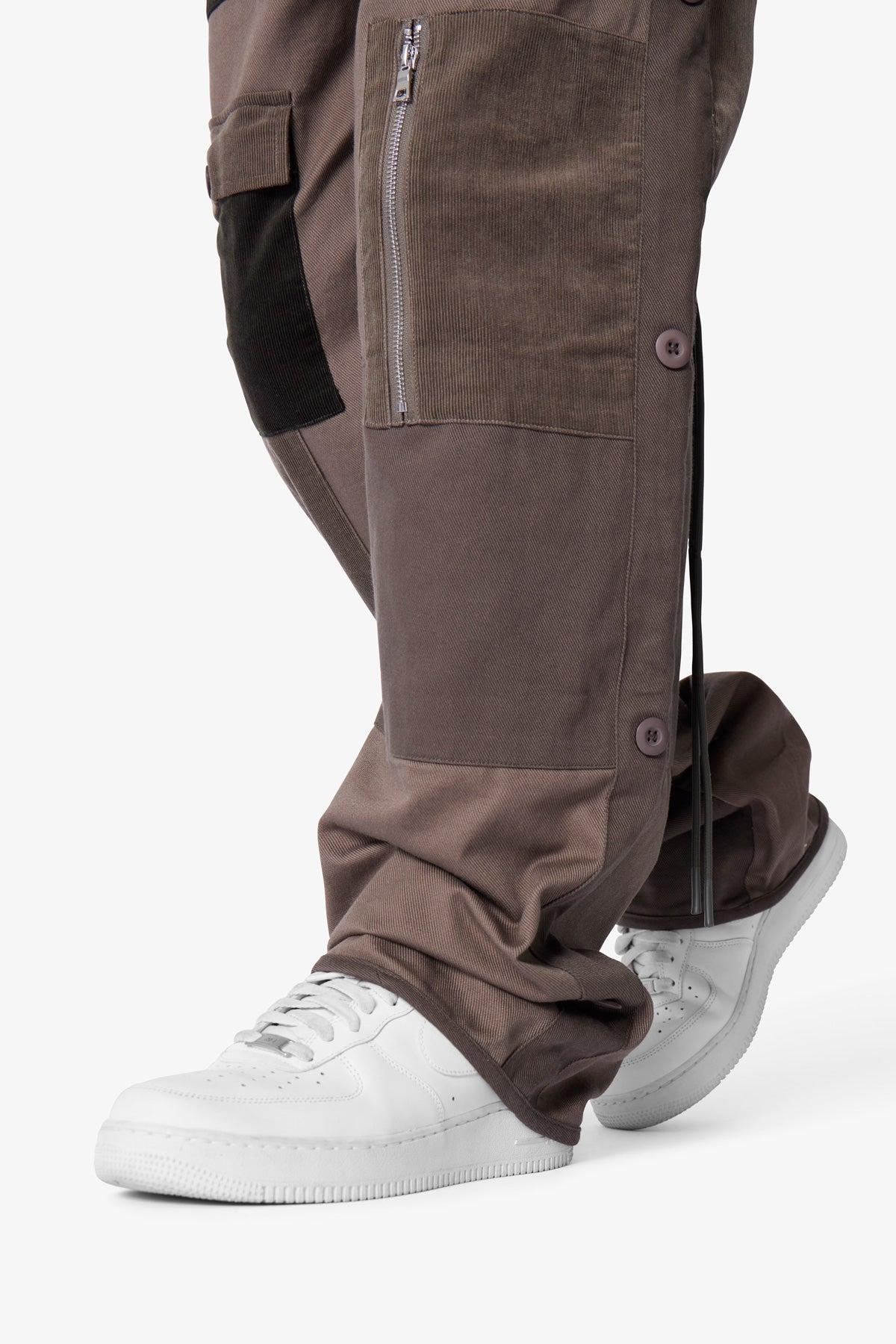 Dual Patchwork Cargo Pants - Olive Product Image