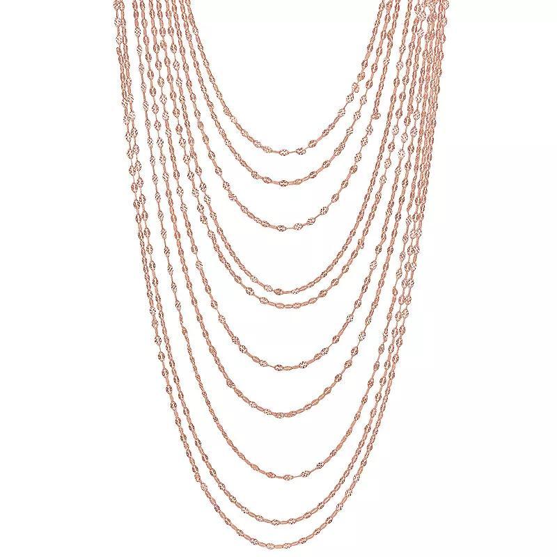 Stella Grace Sterling Silver Multistrand Chain Necklace, Womens Pink Product Image